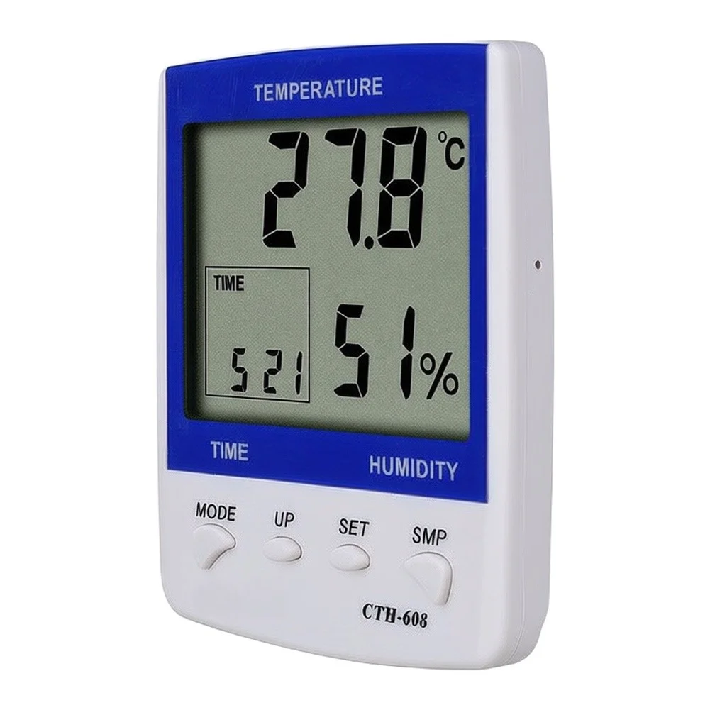 Digital Thermometer Hygrometer Indoor Temperature Humidity Monitor With DisplayMax Min Memory Alarm Clock For Home Office Green