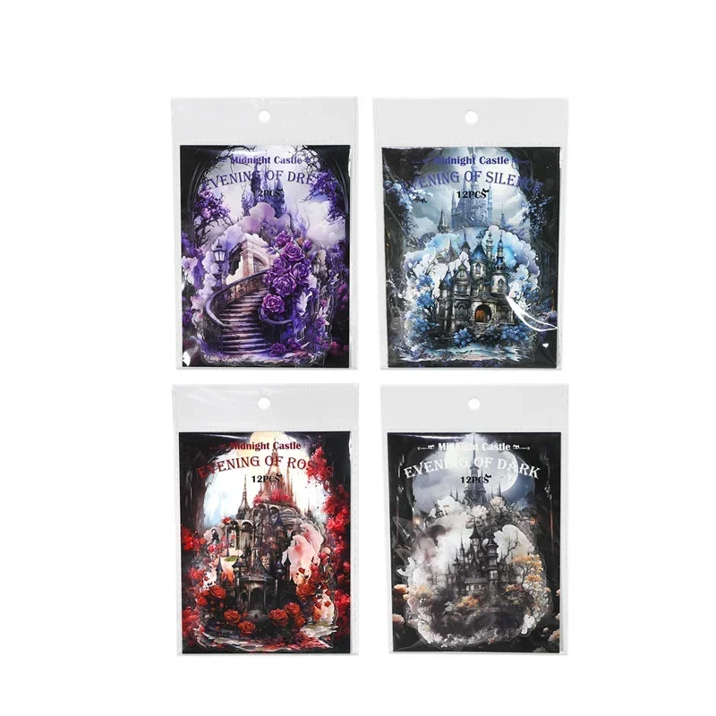12Sheets Forest PET Sticker Pack Midnight Castle Retro American gothic collage Handbook Decoration Scrapbook Cut 176*118MM