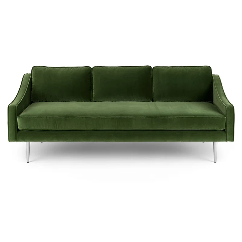 

Spot Nordic light luxury dark green Italian velvet three-person living room sofa burgundy B & B furniture