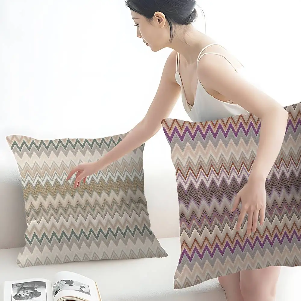 Geometric Zig Zag Wave Pillow Gift Home Office Decoration Pillow Bedroom Sofa Car Cushion CoverPillow Case view 2