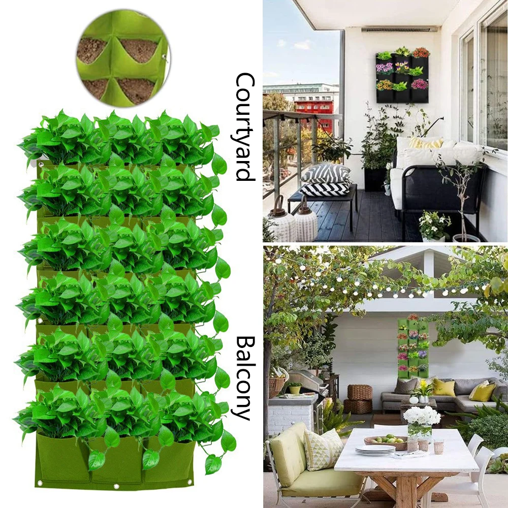 Hanging Plant Grow Bags Vertical Wall Mounted Planter For Outdoor And Indoor Use Felt Material Space-saving Design For Gardening gallery 2