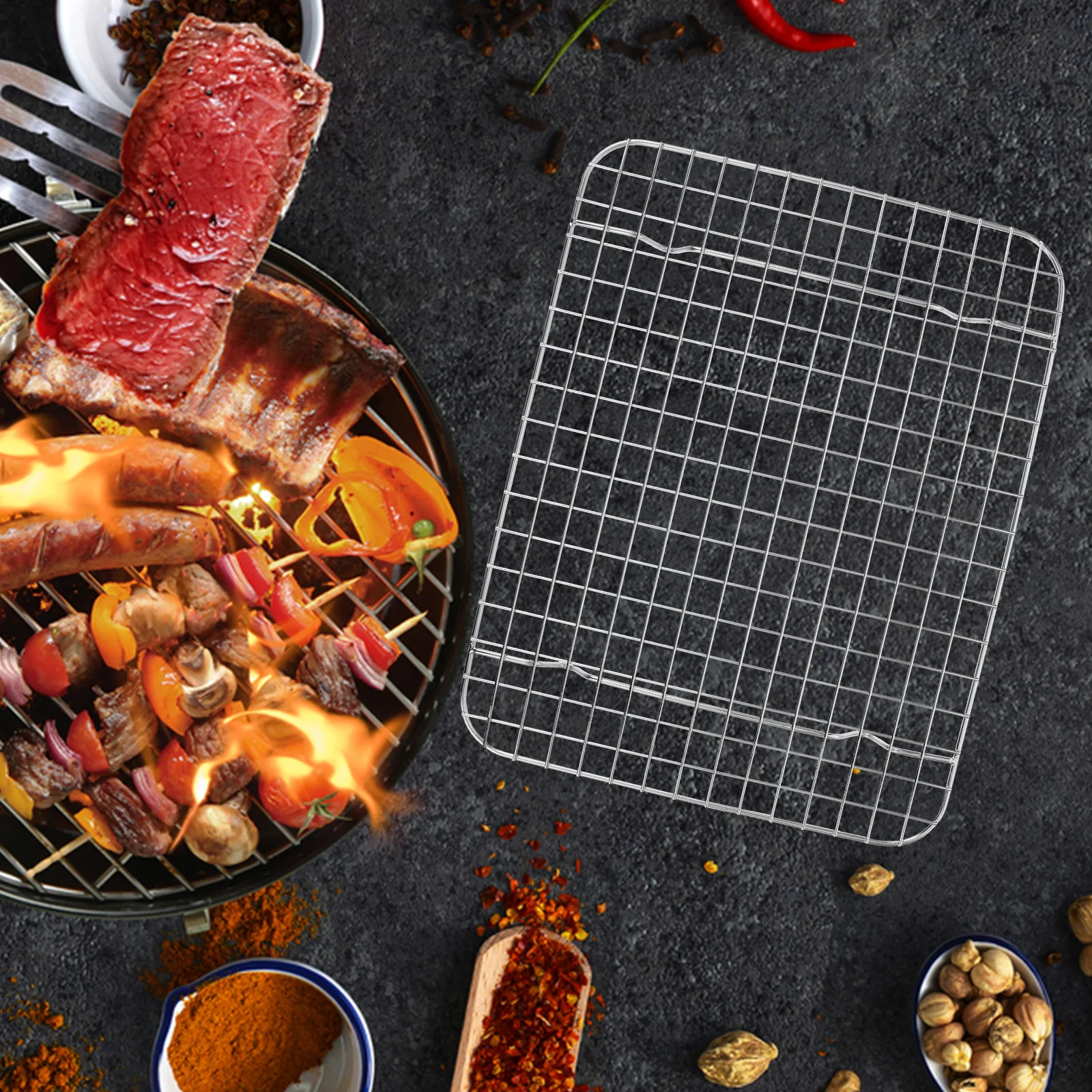 

Baking Cooling Rack Stainless Steel Wire Grid Drying Baking Rack for Oven Cooking Cooling Racks Metal Bacon Rack,