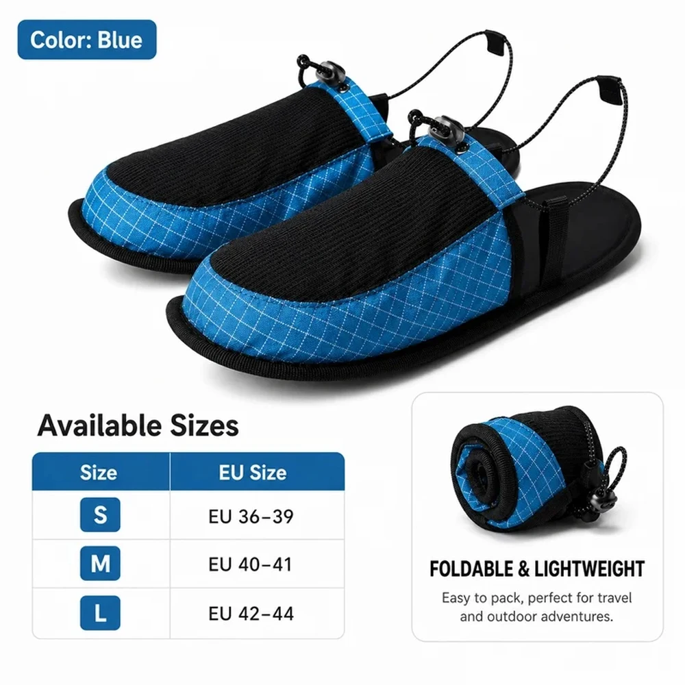 Foldable Quick Dry Water Slippers Anti Slip Barefoot Wading Shoes Lightweight Travel Beach Camp Hotel Portable Outdoor Sandals