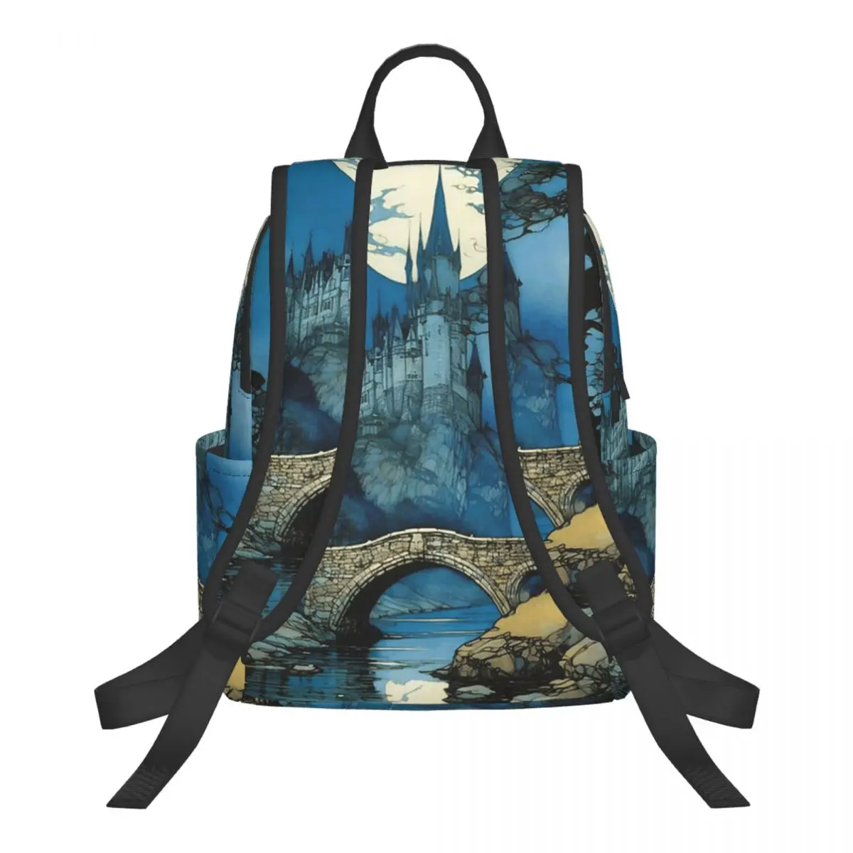 The Moon And The Isolated Castle Student Backpack School Bag Hiking Travel Daypack for Men Women Bookbag Shoulder Bags