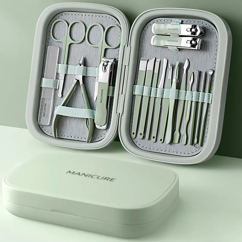 New 18 In 1 Professional Manicure Set Stainless Steel Nail Clippers Set Idea Packing Manicure Kits Scissors Makeup Tools