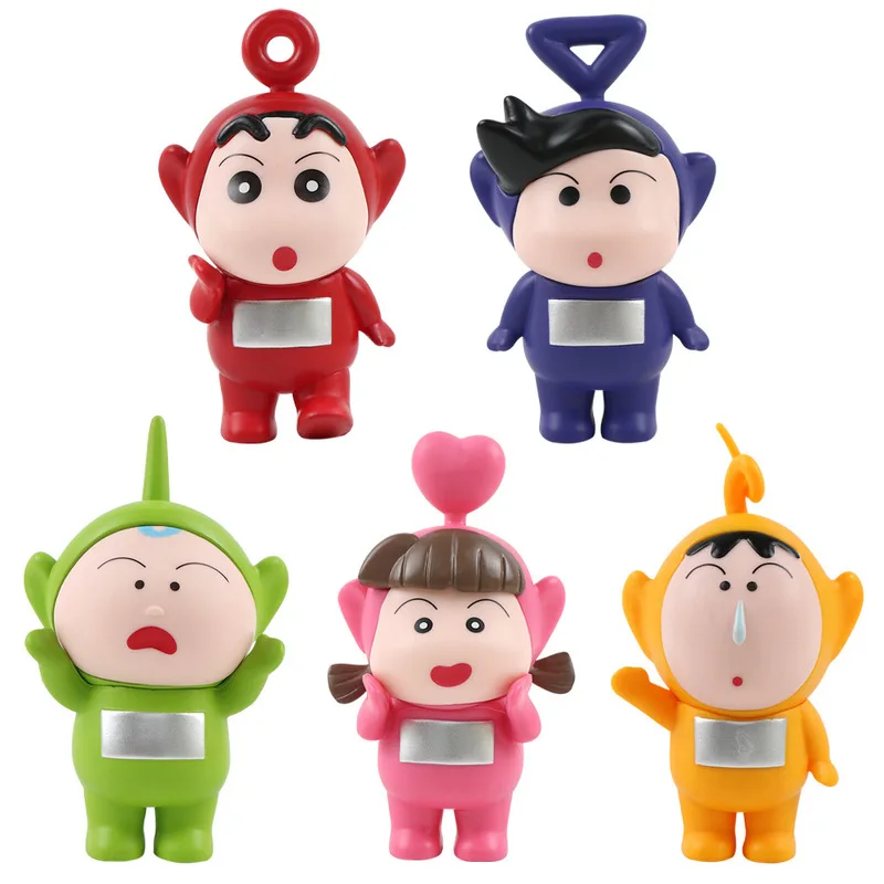 10cm Crayon Shin chan 5pcs cos Antenna Baby Anime Peripheral Doll Trendy Play Scene Handmade Model Statue Car Desktop Ornament