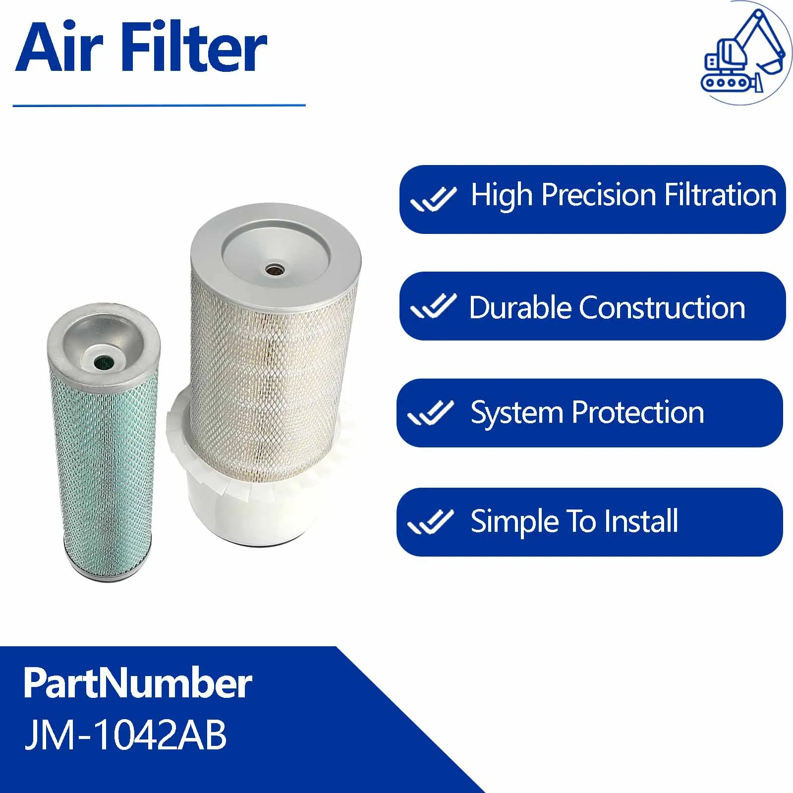 Air Filter 11EM-21041 For Hyundai R150W-7 R170W-7 Wheeled Excavators