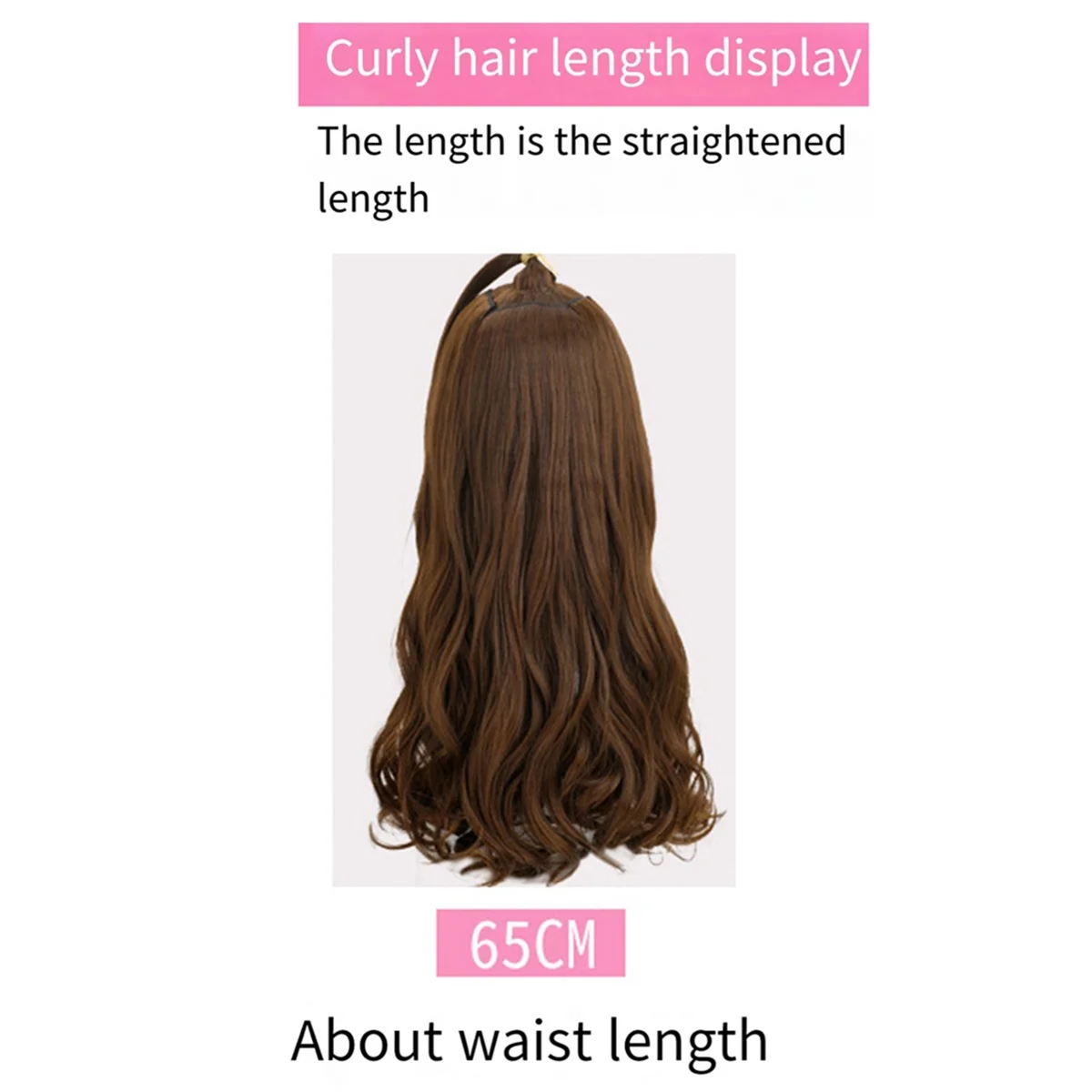 A72Z 65cm Thickened Three-Piece Wig Set Large Wavy Long Curly Wig High Temperature Hair Wire Wig Light Brown Long Wavy Roll A