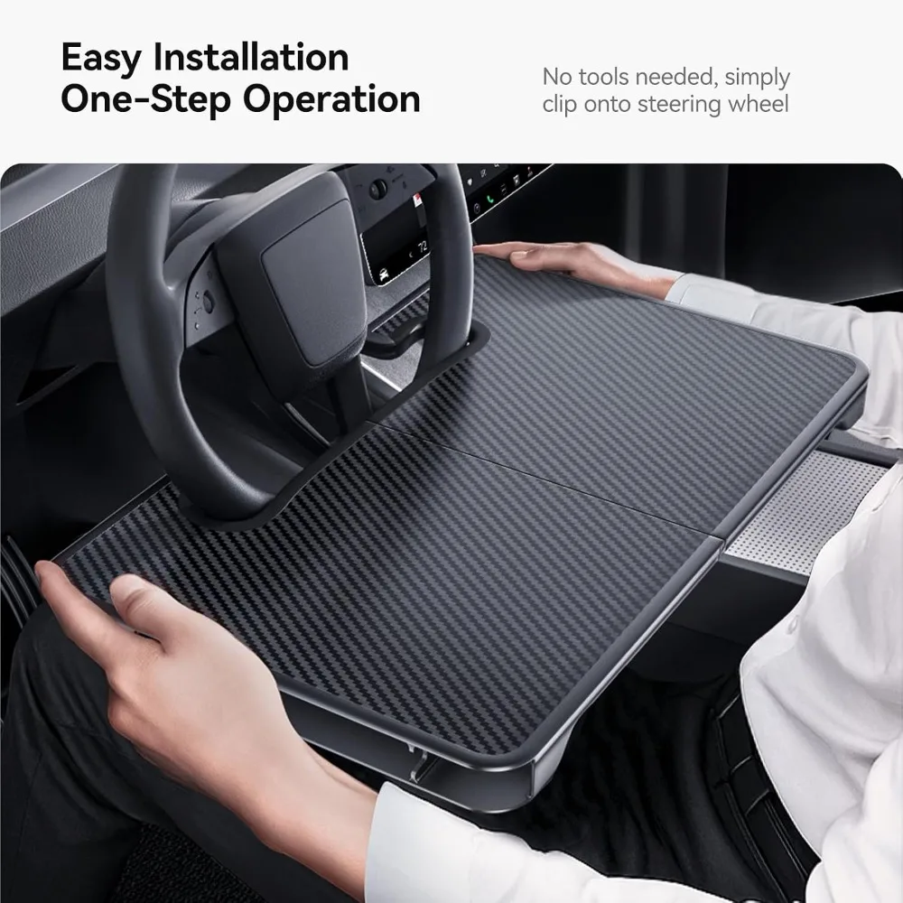 For Tesla Model Y 3 YL Multifunctional Steering Wheel Tray Table Car Desk Laptop Stand Seat Gap Organizer for Dining Work - view 3
