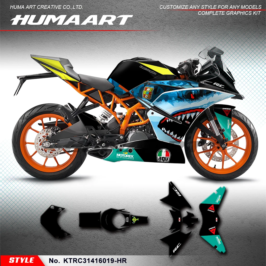 HUMAART Motorcycle Full Wraps Stickers Vinyl Decals for KTM RC 125 200 RC125 RC200 2014 2015 2016, KTRC31416019-HR