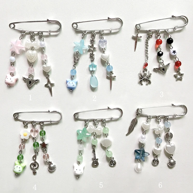 Cute bunny safety pin ocean inspired spider bag charm original design