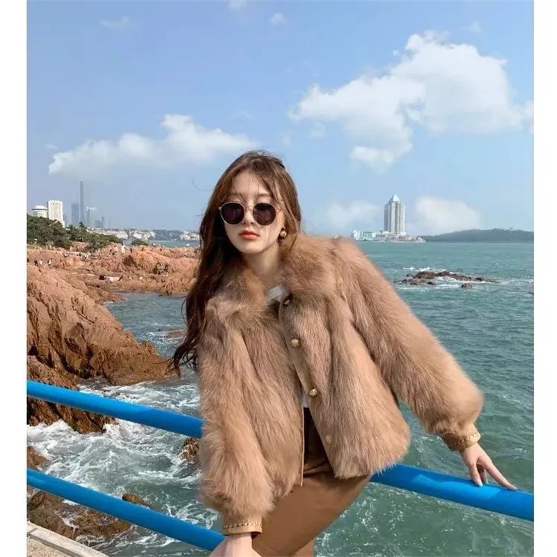 Imitation Fur Fashion Coat New Short 2024 Autumn And Winter Temperament Thick Mao Mao Fur Coat Warm And Elegant Women Jacket