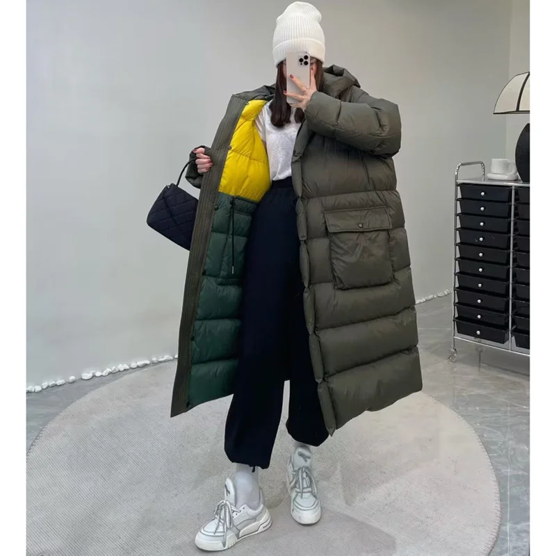 Women\'s Down Jacket 2024 New Winter Coat Female Windproof Thickened Loose Outerwears Fashion Hooded Long Women\'s Clothing