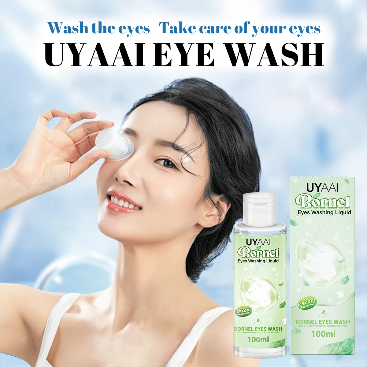 Solución refrescante para lentes de contacto con lavado de ojos, accesorios de 100ml, limpieza de lentes de contacto con agua, cuidado de lentes de contacto