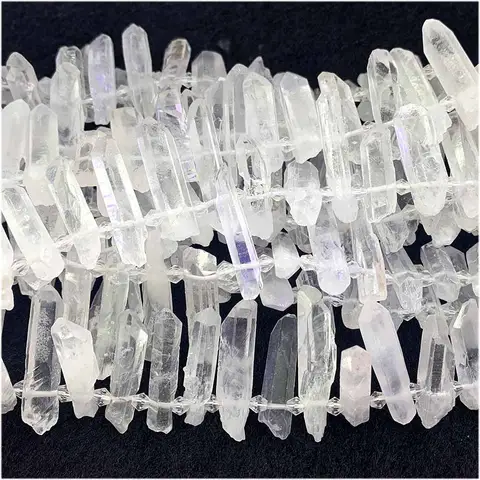 Veemake Natural Clear White Crystal Rock Quartz Nugget Free Form Hand Cut Faceted Beads Jewelry Design Making Gemstones 07609
