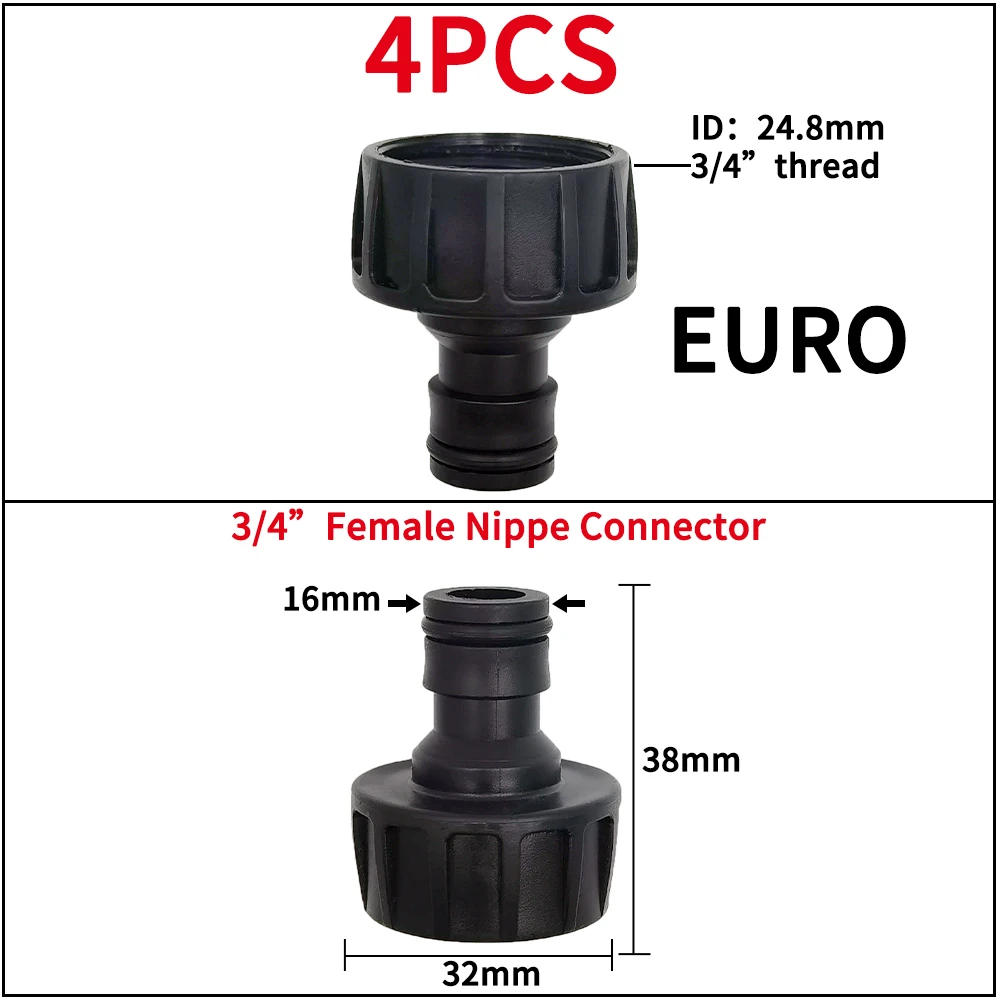 Garten-Wasserhahn-Adapter, Schnellanschlüsse, 1/2 Zoll, 3/4 Zoll, Tropfbewässerung, Wasserverteiler, Innengewinde, Außennippelverbindung, 1/4 Zoll Schlauch – Detail 12