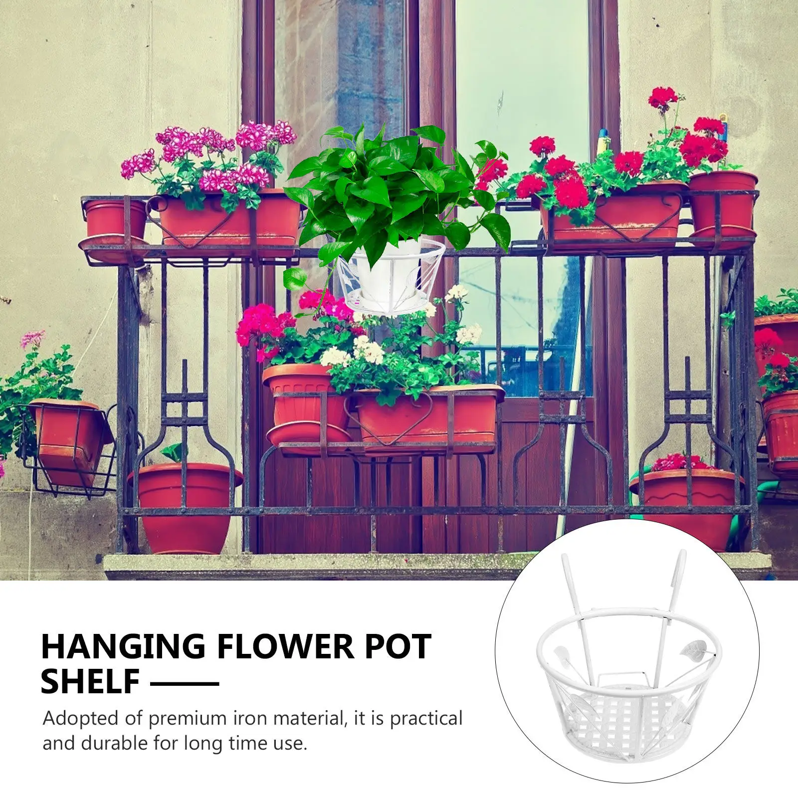 Detachable Hanging Flowerpot Rack Iron Plant Stand for Balcony Living Room Garden Vertical Space Saving Display Shelf Black
