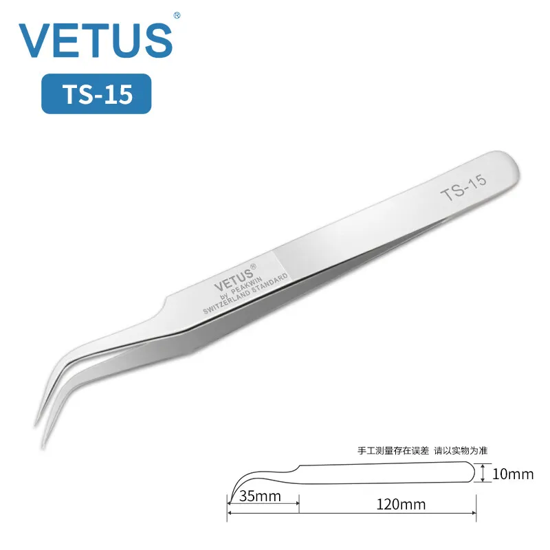 Vetus Original TS Series ekonomiczna pinceta ze stali nierdzewnej antystatyczna do pielęgnacji rzęs precyzyjna konserwacja sprzętu — zdjęcie 5