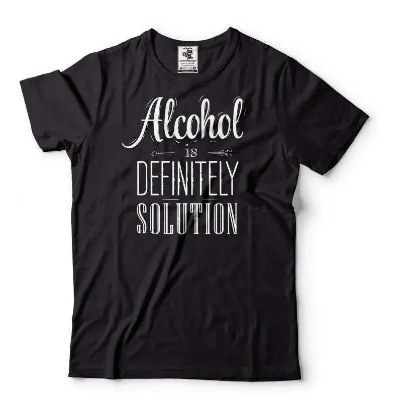 Mens Acohol Is Definitely Solution T Shirt Funny Drinking Party Joke