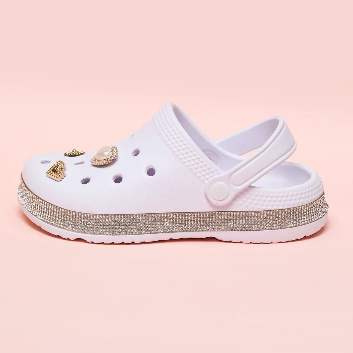 قباقيب لطيفة مزينة بالذهب، أحذية حديقة كاجوال للأطفال، خفيفة الوزن سهلة الارتداء، سهلة الارتداء والخلع. #2