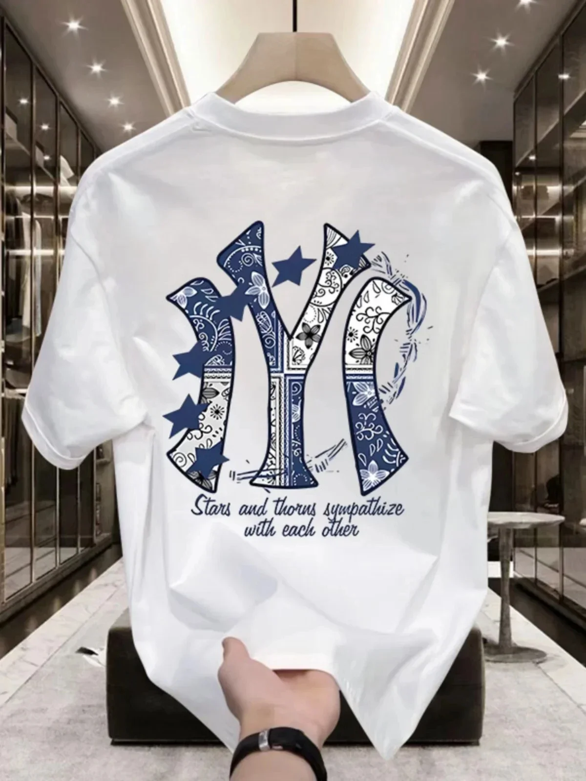 Men's clothes Summer 100% cotton fashion letter print T-shirt Casual outdoor street trend short sleeves loose and breathable image 4