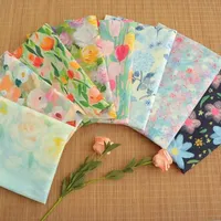 145x50cm 60s Pure Cotton Poplin Small Floral Printed Fabric, Temperament for Home Life Clothing, Skin Friendly and Breathable