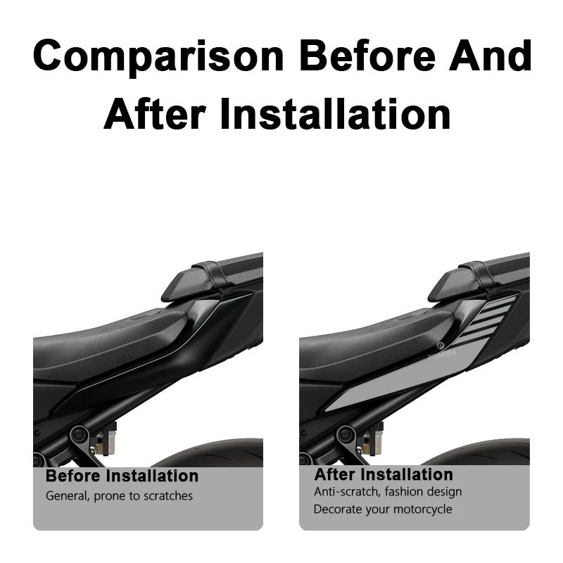 POSFIRA Motorcycle Rear Seat Panel Sticker Vinyl Decals for Yamaha MT07 MT 07 MT-07 2025 Motorbike Decoration Accessories