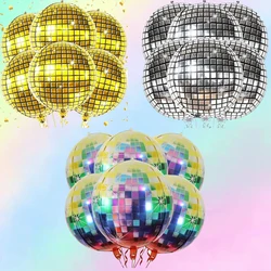 6 sets of 22 inch 4D disco aluminum film balloons, disco dance party atmosphere decoration and decoration balloons