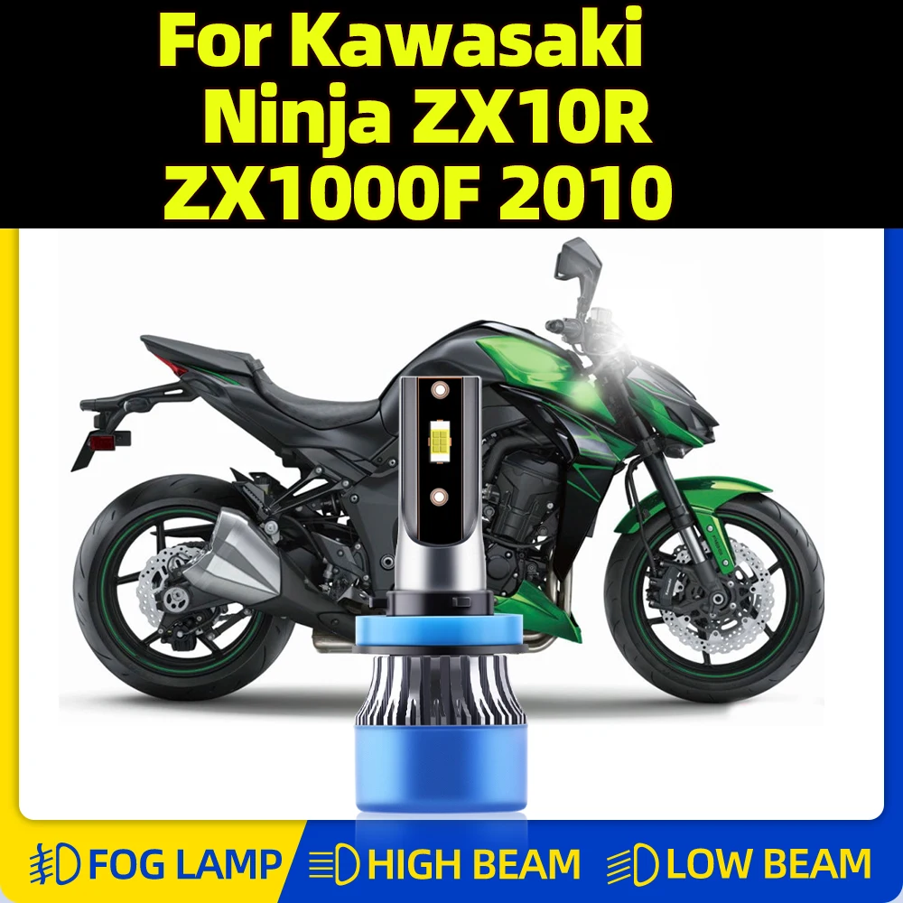 Motorcycle LED Headlight 60W/Bulb 6000K CSP Chip Moto Light 12V 24V Plug And Play For Kawasaki Ninja ZX10R ZX1000F 2010