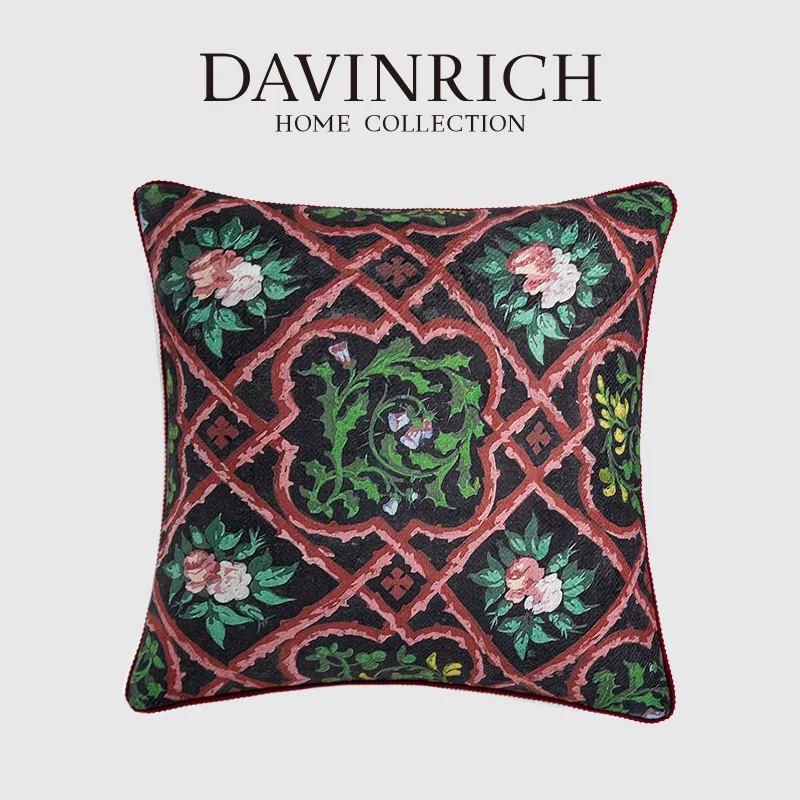 DAVINRICH Secret Garden Floral Cushion Covers Living Room Sofa Indoor Outdoor Patio Throw Pillow Case Retro Home Farmhouse Décor