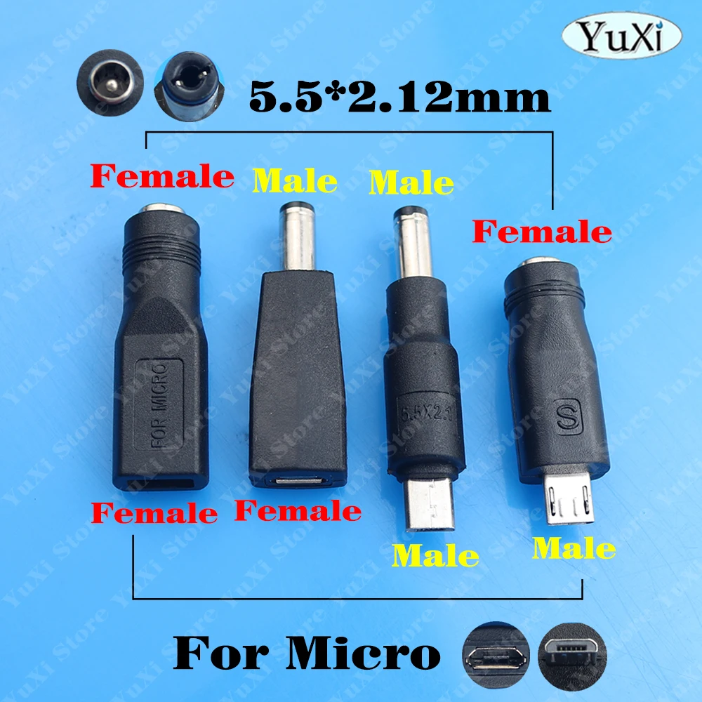 1pc Type-C Micro USB to DC 5.5x2.1mm Power Converter Adapter USB C to DC Charging Jack Plug 5V Male Female AC to DC 5.5 * 2.1MM view 3