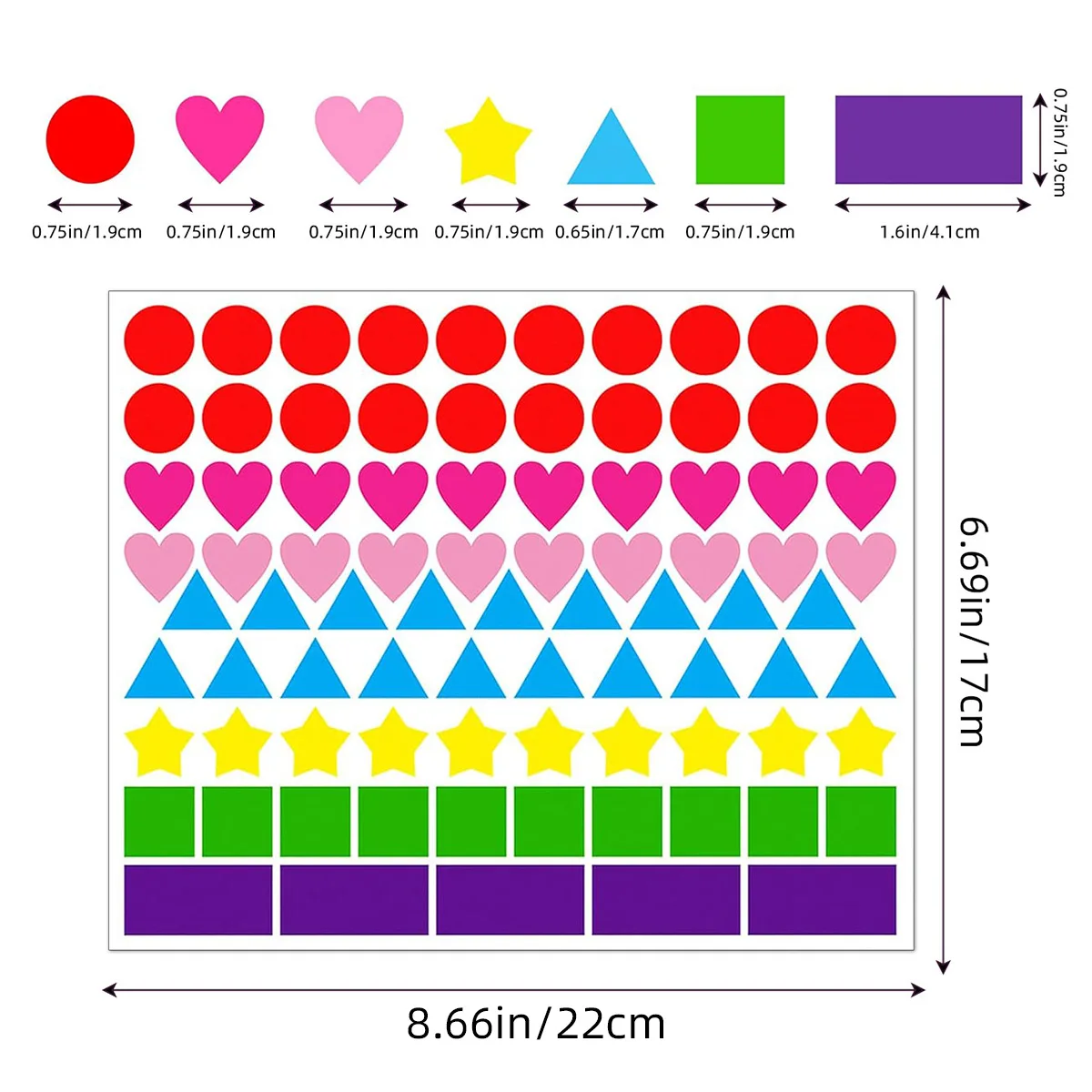 1008 PCS Multi-Shaped Color Coding Stickers 7 Colors 6 Shape Coding Labels Dot Stickers for Toddlers Kid DIY Student Classroom