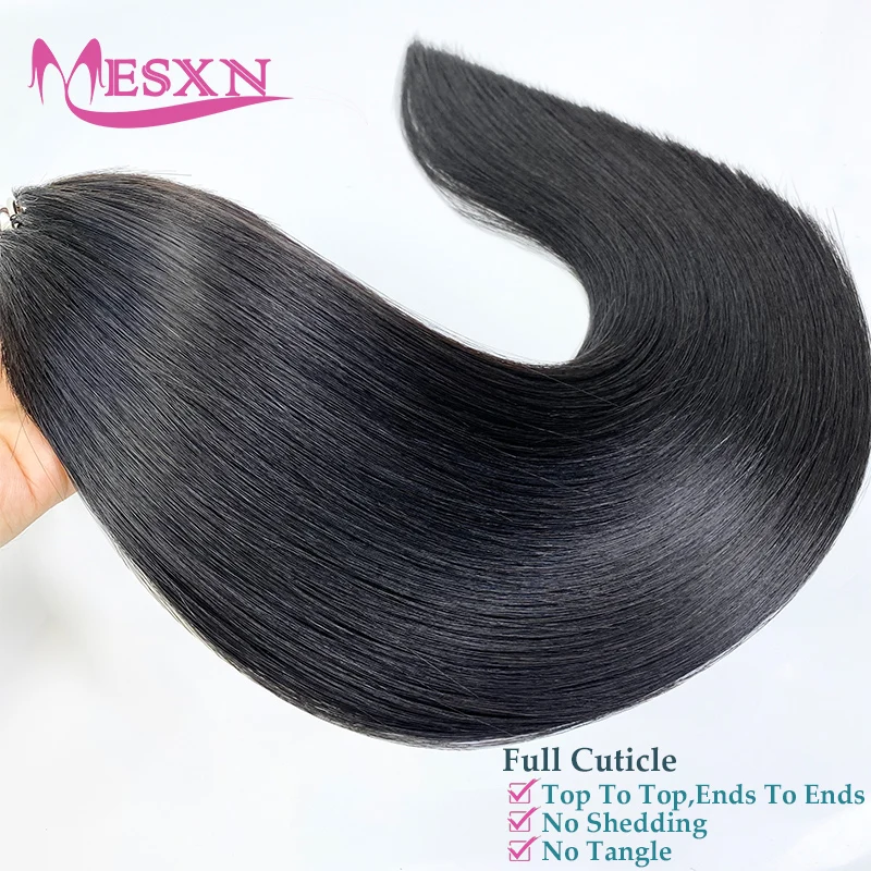 MESXN-extensiones de cabello con plumas, Cabello 100% humano Real, Natural, cómodo e Invisible, tejido a mano, marrón y Rubio, 613