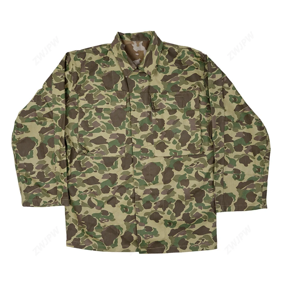 WWII US Duck Hunting Double Camouflage Army HBT Tops Outdoor Sniper Battle Shooting Combat Sport Birdwatching Coat Clothing