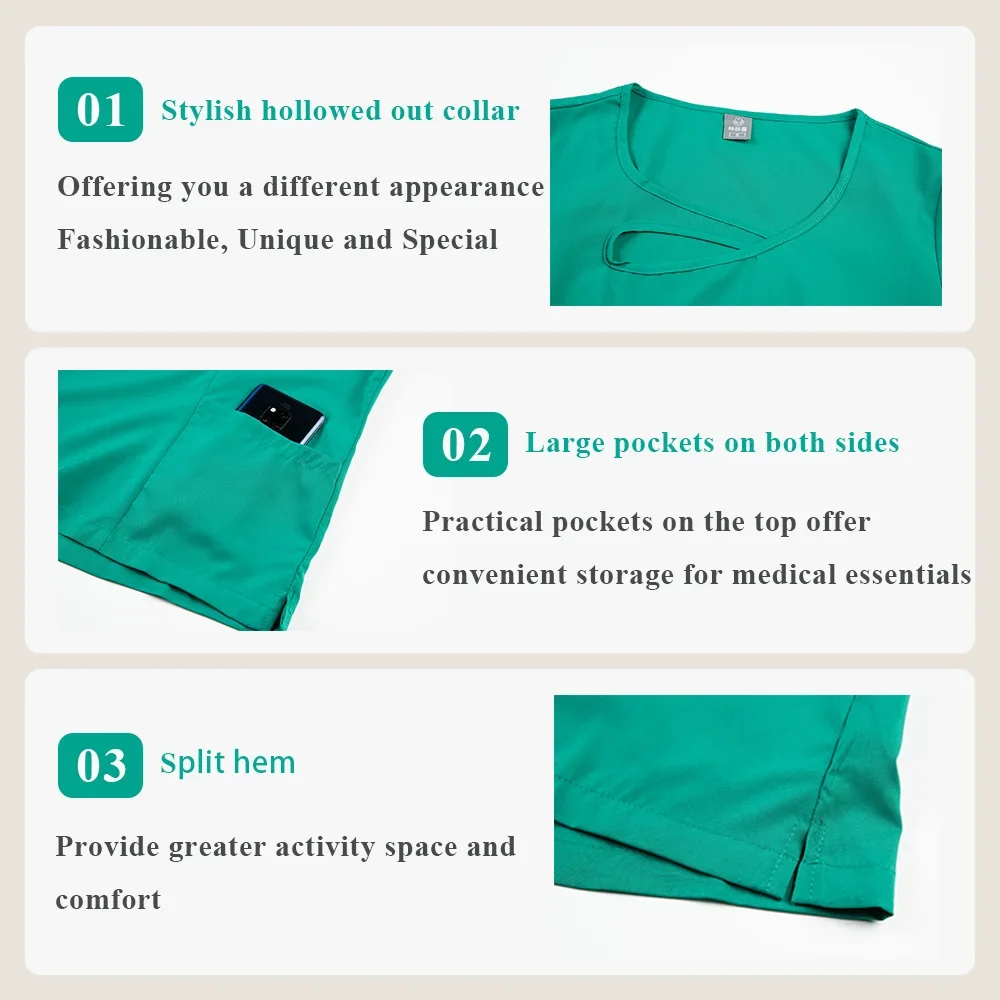 Operating Room Clinical Scrubs Set Uniforms Beautician Lab Workwear Pocket Medical Nurse Nursing Vet Work Clothes Surgical Woman