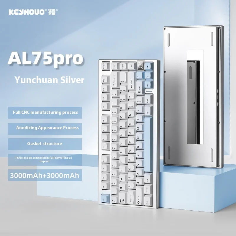 Keynouo Yunzii Al75pro Esports Keyboard 3mode Gaming Mechanical Keyboard Aluminium Rgb Hot Swap Custom Computer Accessories Gift