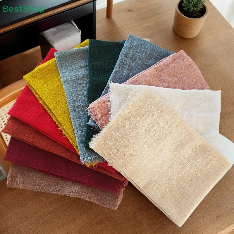 Image 4: 、1Victoria、210Pcs Serviette en coton de gaze rétro 32x32cm Serviette à thé réutilisable Décor de table