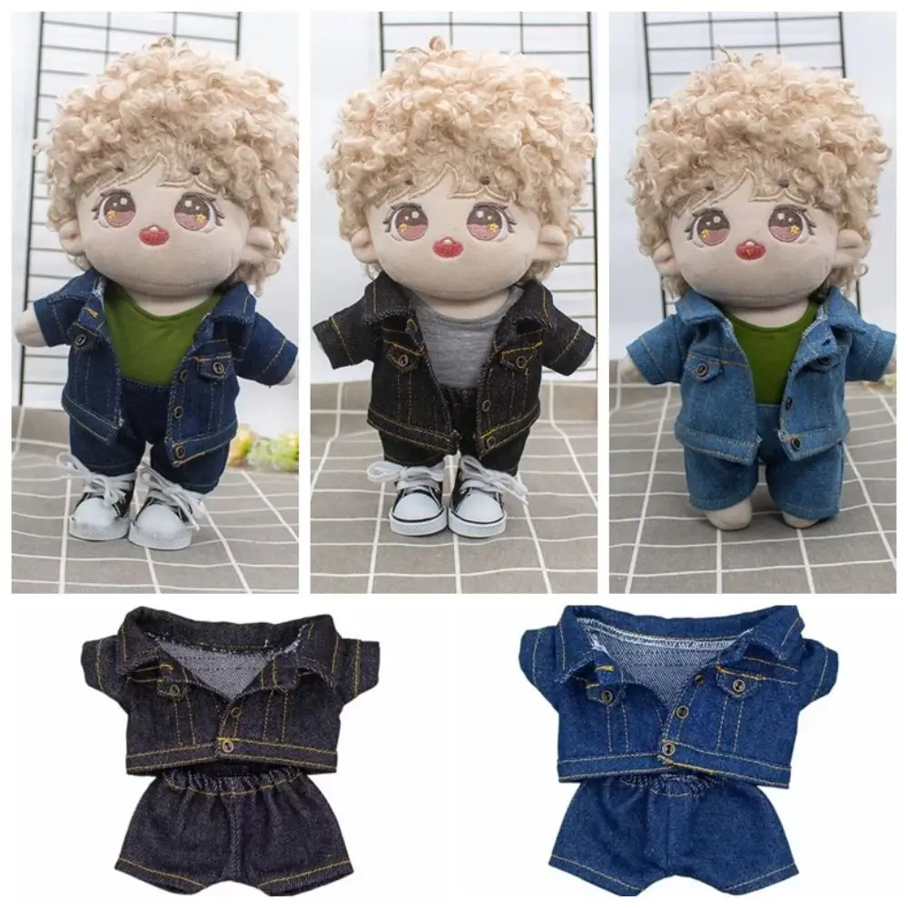 

Casual Wears Cotton Doll Jeans Clothes Suit Dress Up Doll Jacket Pants Denim Handmade Doll Coat Tops 15cm/20cm