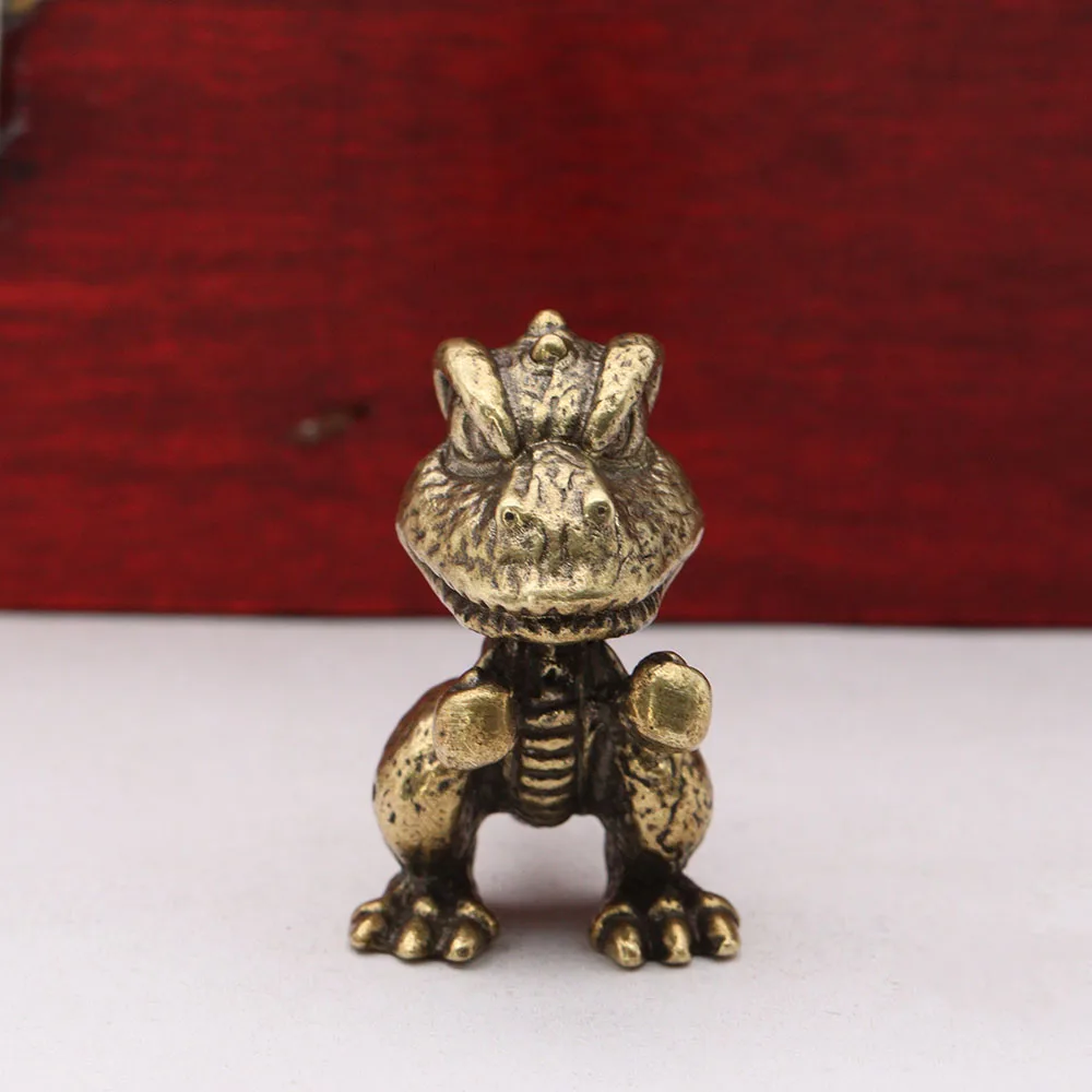 Funny Brass Boxer Dinosaur Small Statue Desktop Ornaments Vintage Animal Figurines Lucky Home Decorations Crafts Accessories