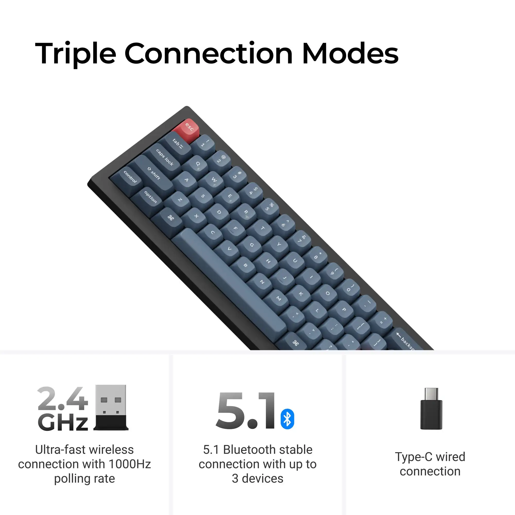 Keychron V4 Max 60% Layout QMK/VIA Wireless Custom Mechanical Keyboard RGB Backlight Gateron Switch Double-Shot PBT Keycaps
