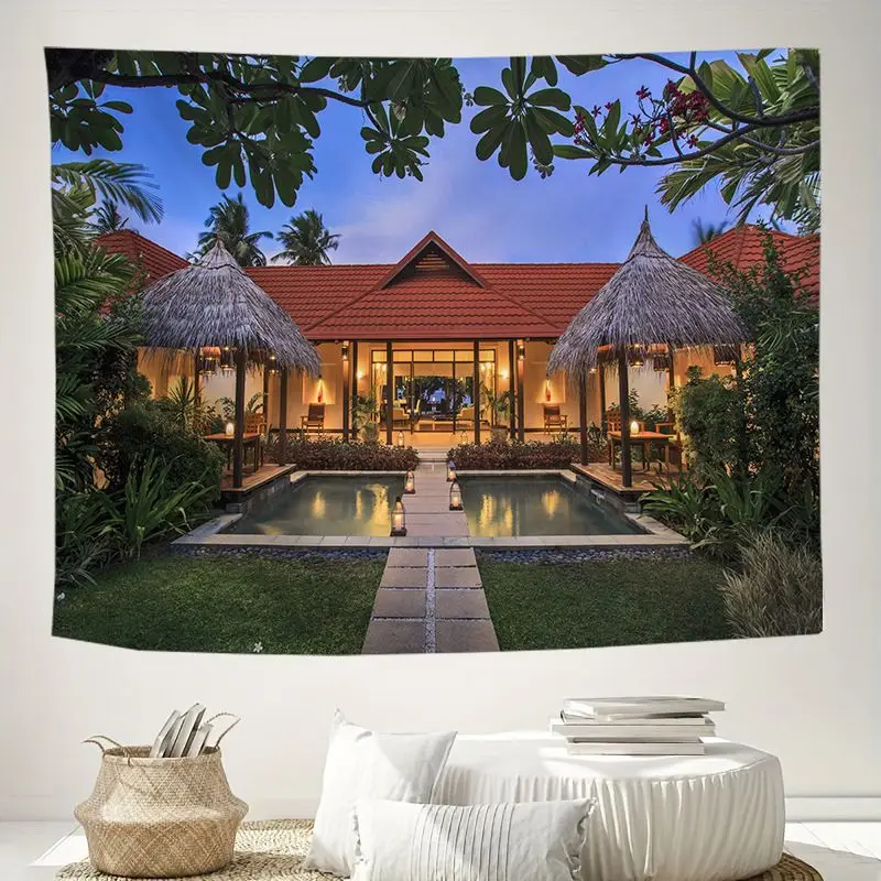 VIKAMA Venice Water City Landscape Hanging Architecture Oil Painting Wind Tapestry Wall Hanging for Bedroom Living Room Decor