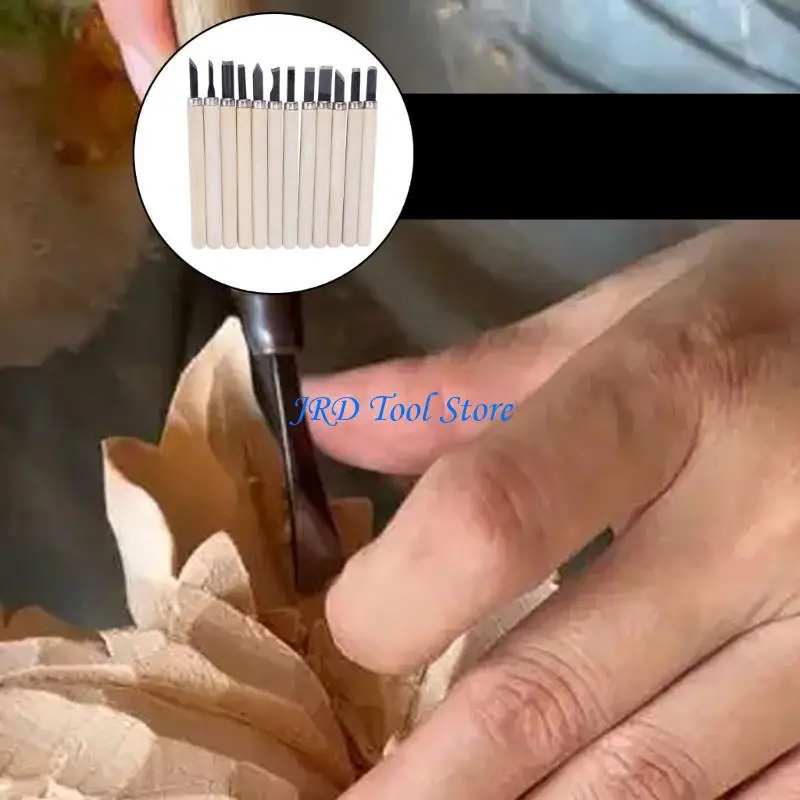 A2UD 12pc Professional Carving Hand Knife Tool Set Woodworkers Gouges