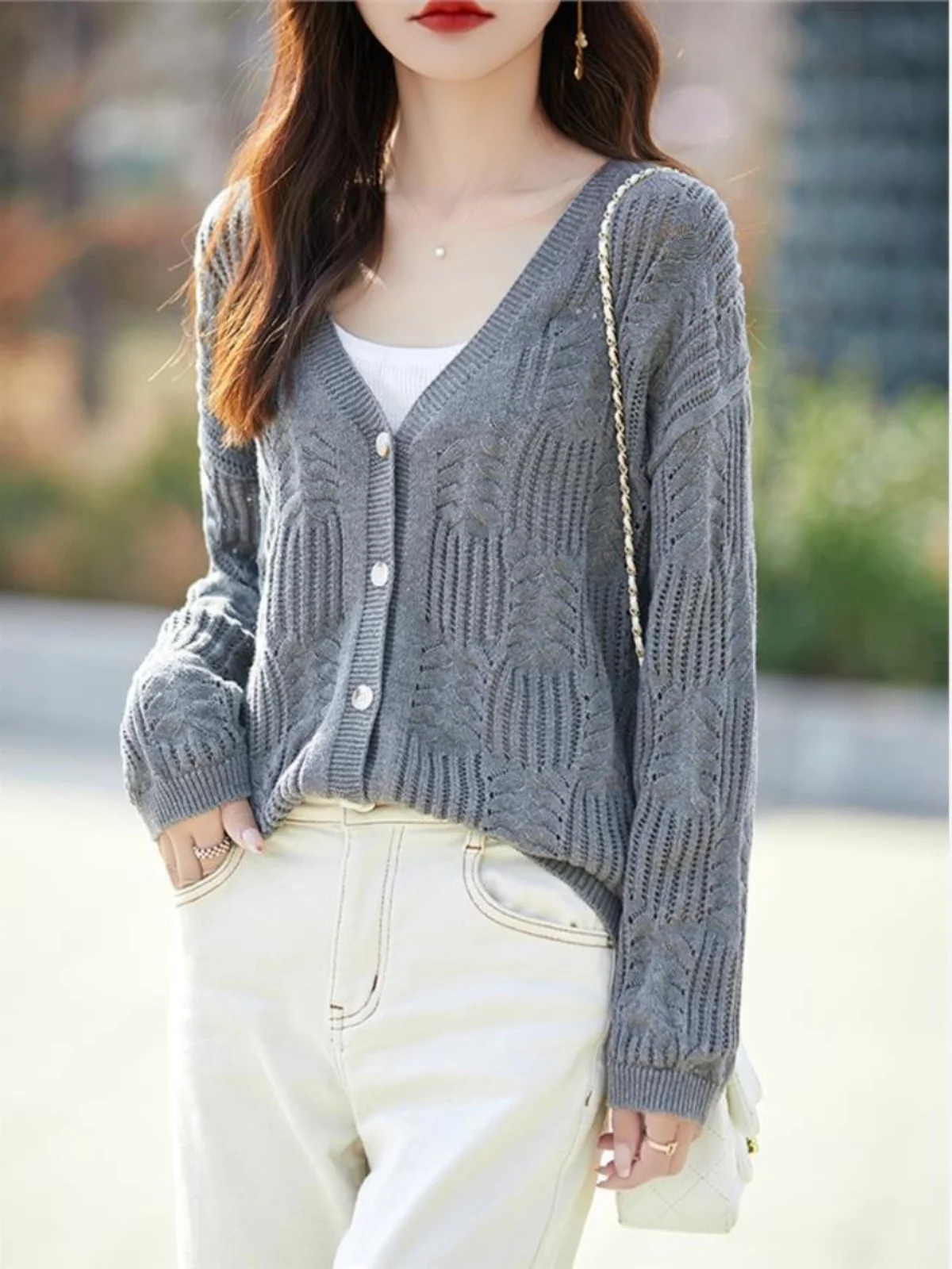 Pure Cotton Knitted Hollow out Hook Flower Short Outerwear Women's Open Cardigan Korean Loose Top Sunscreen Air Conditioning ...