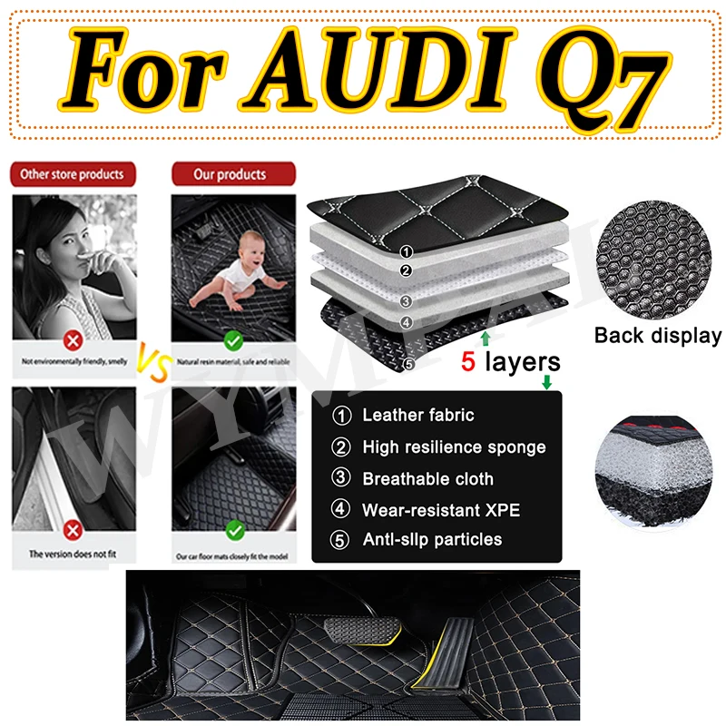 

Luxury Car floor mats for AUDI Q7 (Seven seats) 2016 2017 2018 2019 Pads automobile carpet cover Custom auto foot Accessories