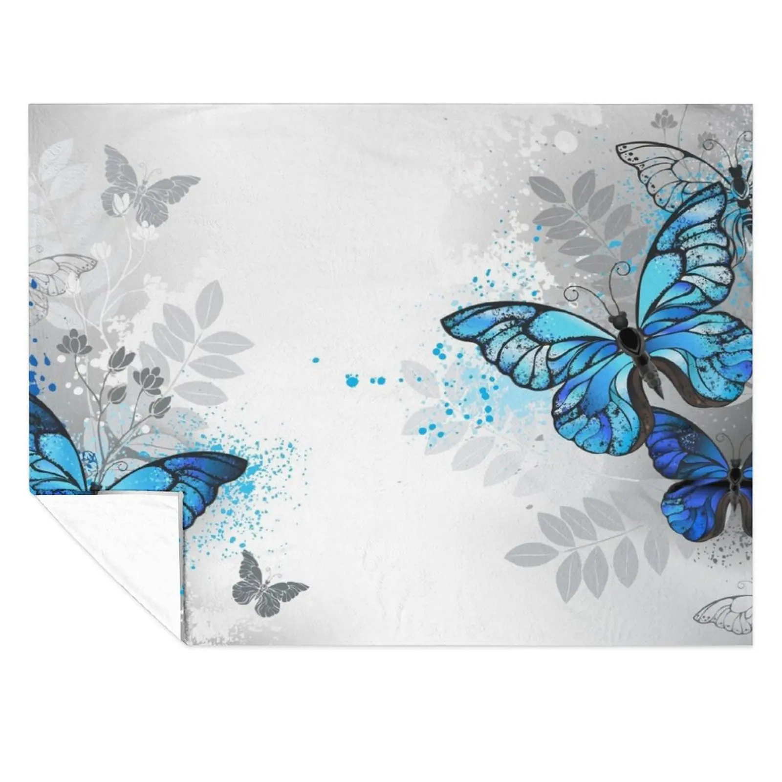 

Blue Butterflies with Wild Plants Throw Blanket Comforter Bed covers Sleeping Bag Blankets