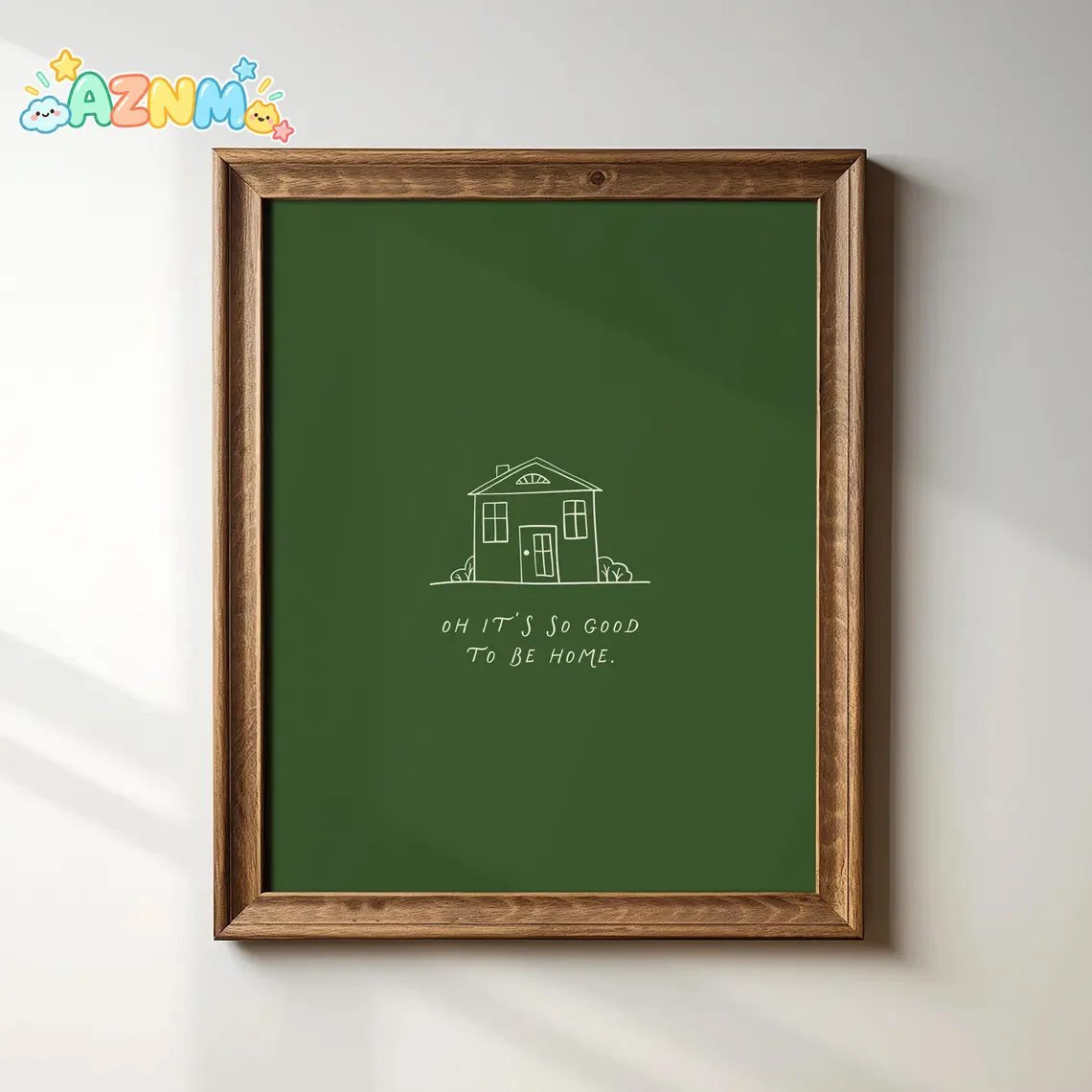 2D Flat, 2D Flat, 1pc Wall Decoration, a Retro Poster Featuring an Adorable Small House Art Print, a Green Hand-Painted Canva