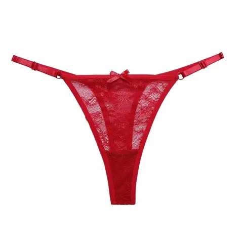 Breathable Transparent Lace Mesh Thong Thin Low Waist T-Back Panties Lingerie Bow Flower Briefs Girls