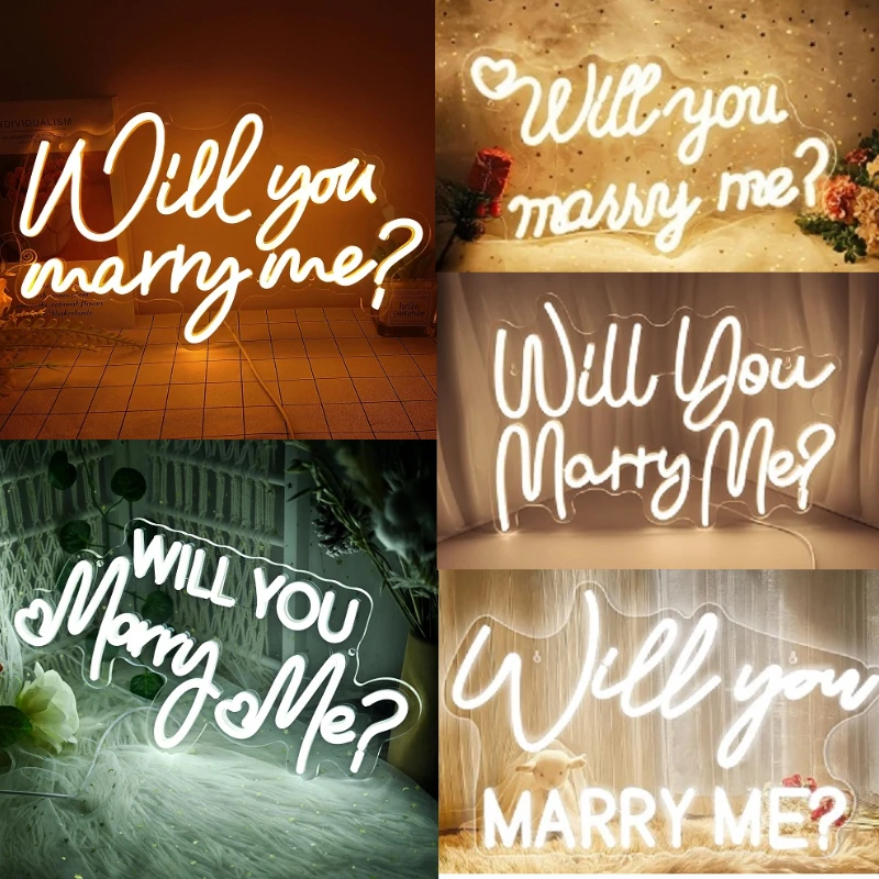 Will You Marry Me Neon Signs LED Wedding Mariage Decor Signboards Party Room Wall Decor Wedding Neon Sign with