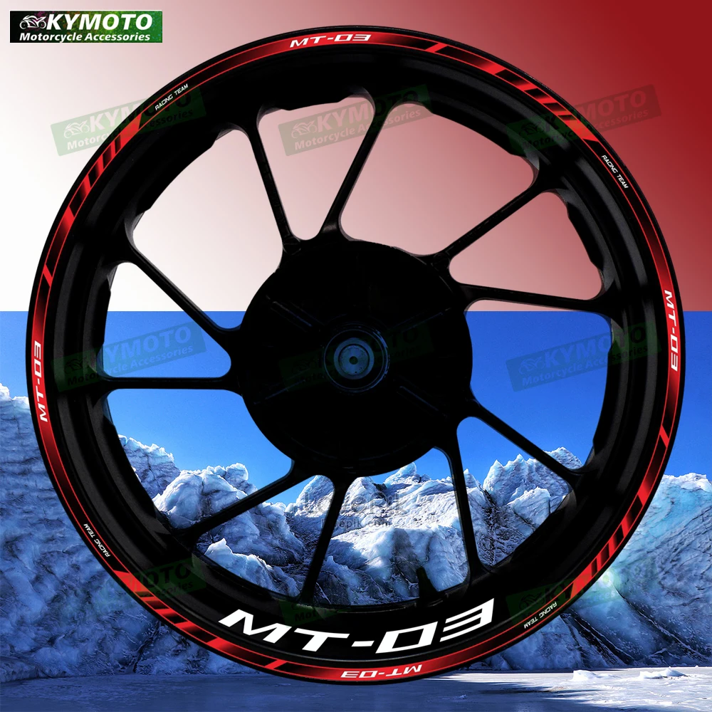 สติ๊กเกอร์ตกแต่งล้อรถมอเตอร์ไซค์ MT-03 MT03 ขนาด 17 นิ้ว สำหรับล้อหน้าและล้อหลัง แบบสะท้อนแสง