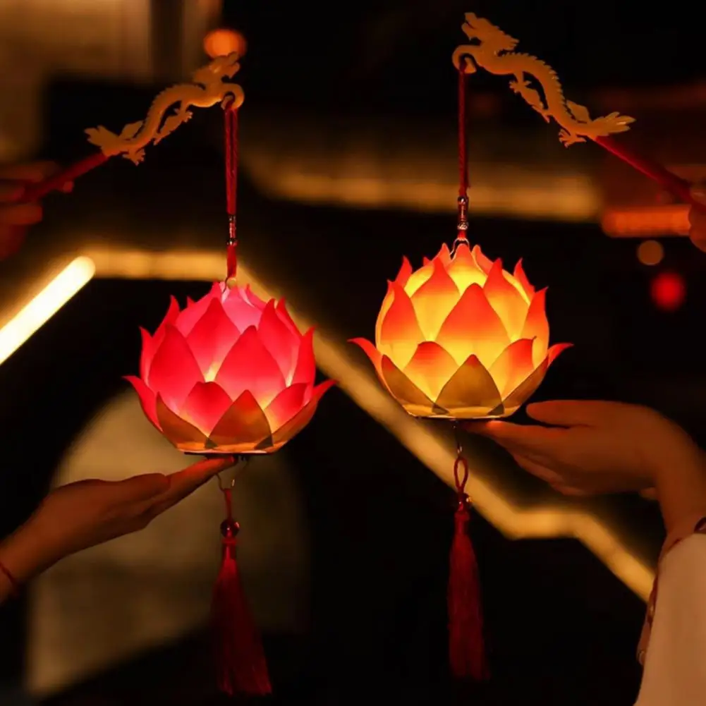 โคมไฟดอกบัวชุด DIY พร้อมเสาสําหรับเด็กมือถือ Blossom ดอกไม้โคมไฟเรืองแสงสําหรับเทศกาลกลางฤดูใบไม้ร่วงปีใหม่